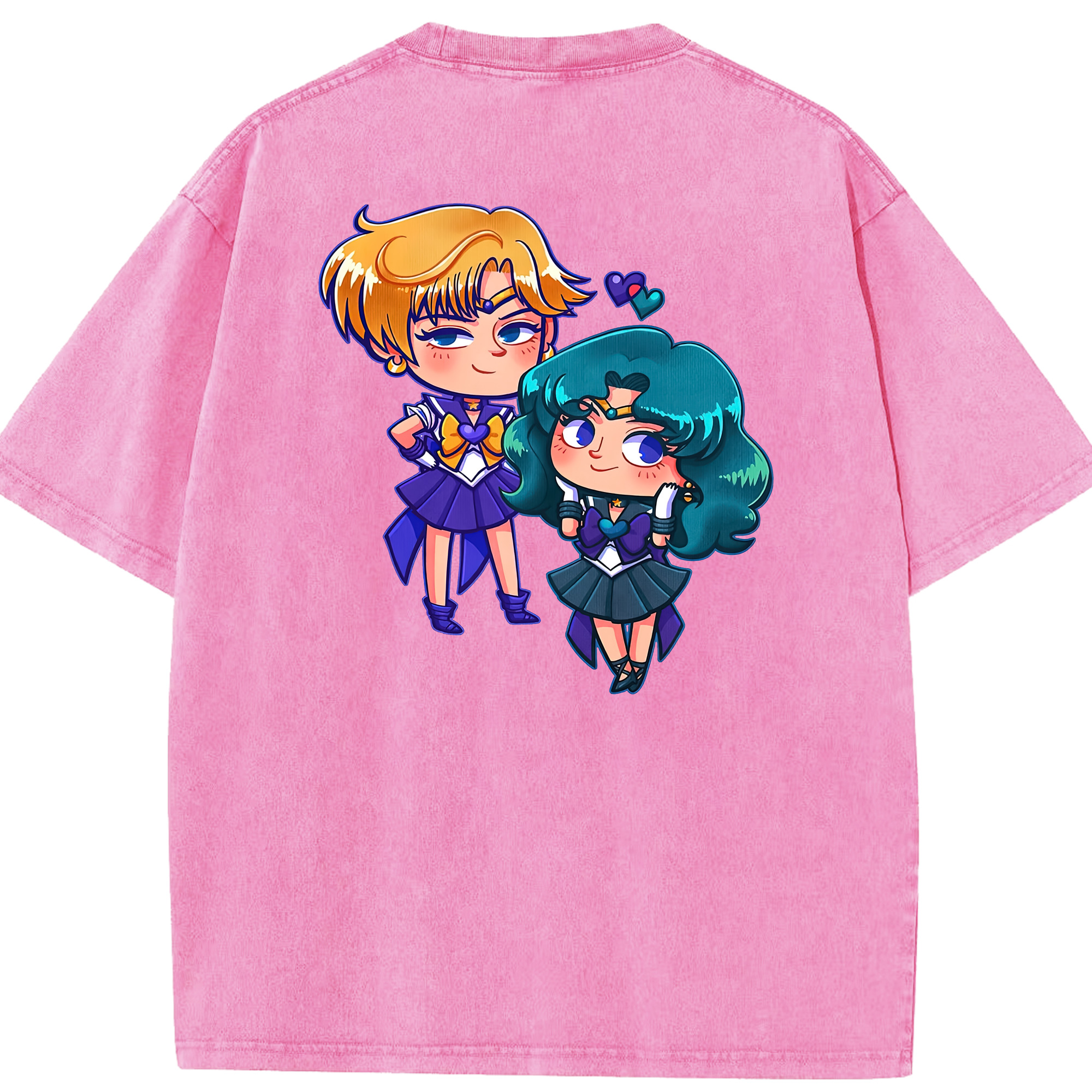 （画像用） 美少女戦士セーラームーン 天王はるか Sailor Moon Tenoh Haruka 綿100% ヴィンテージ風 半袖Tシャツ（背面プリント）